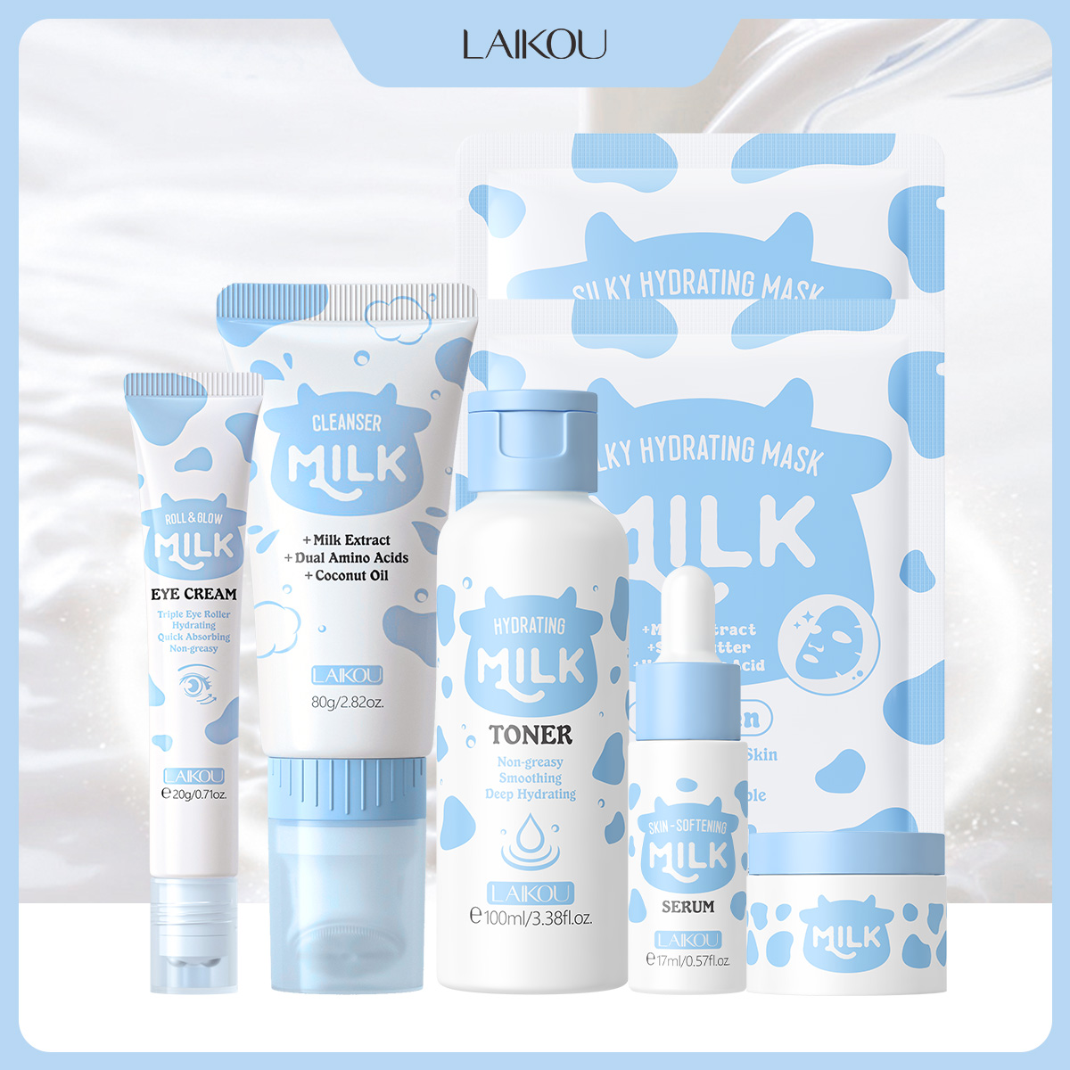 LAIKOU 6Pcs Milk Hydrating Ski - Skincare Glow ulasan dan harga